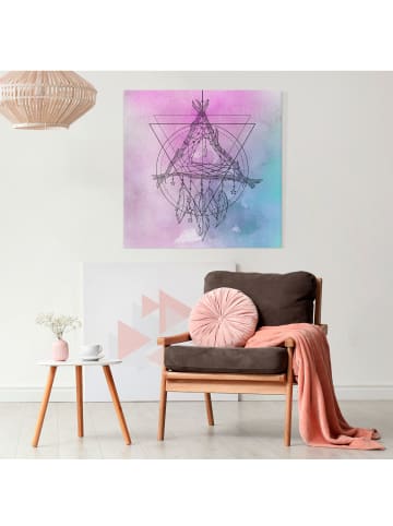 WALLART Leinwandbild - Boho Traumfänger Aquarell in Violett