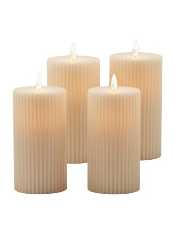 relaxdays 4 x LED Kerzen in Champagner - (H)17,5 x Ø 8 cm