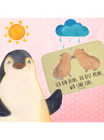Mr. & Mrs. Panda Badematte Capybara Liebe mit Spruch in Gelb Pastell