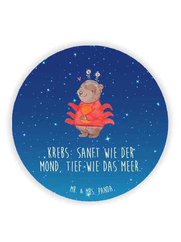 Mr. & Mrs. Panda Pinnwand Magnet Krebs Astrologie mit Spruch in Sternenhimmel Blau