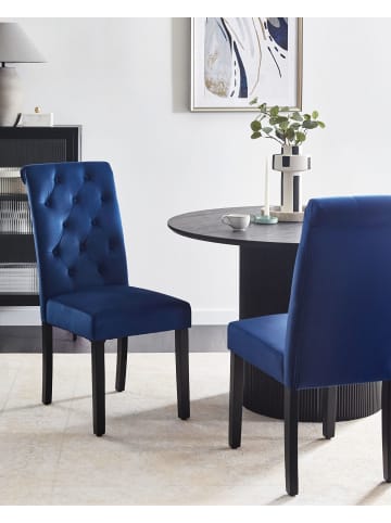 Beliani 2er-Set Esszimmerstuhl VELVA in Blau/Schwarz