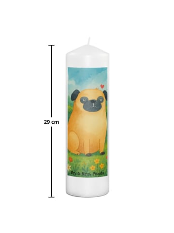 Mr. & Mrs. Panda Wachskerze Mops Design ohne Spruch in Weiß