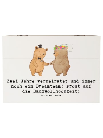 Mr. & Mrs. Panda Holzkiste 2. Hochzeitstag Baumwollhochzeit mit ... in Weiß