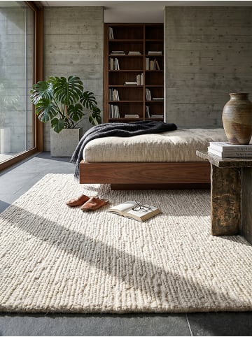 KADIMA DESIGN Teppich Wolle Handgetuftet ALNE Wohnzimmer Modern Wohnlich in Creme