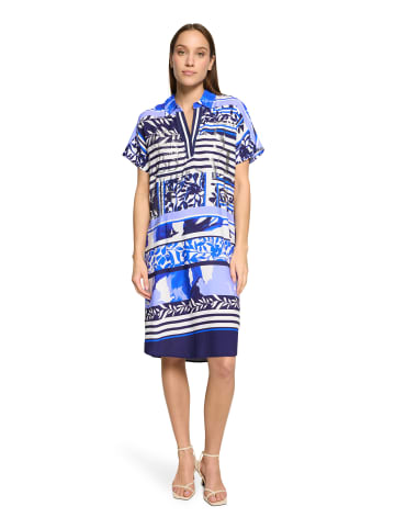 Betty Barclay Sommerkleid mit überschnittenen Ärmeln in Blau/Weiß