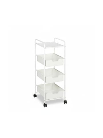 relaxdays Rollwagen in Weiß - (B)32,5 x (H)85,5 x (T)32,5 cm