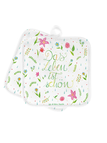 Mr. & Mrs. Panda Topfuntersetzer Blumen Leben mit Spruch in Bunt