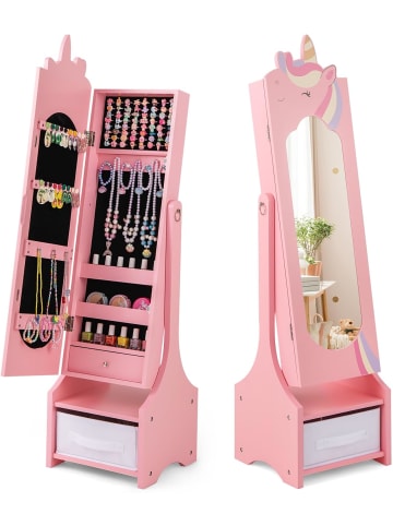 COSTWAY Kinder Schmuckschrank in Rosa