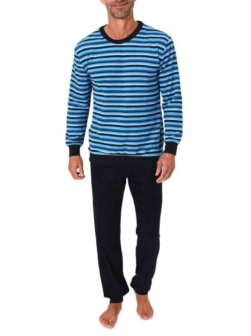 NORMANN Frottee Schlafanzug lang Pyjama RingelMuster - 82368 in marine