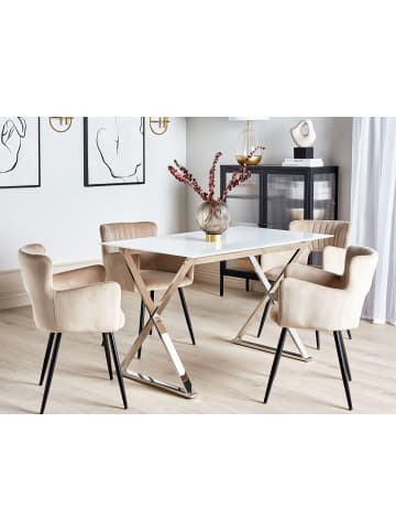 Beliani Esszimmertisch ATTICA in Weiß/Silber - (W) 70 x (H) 75 x (L) 120 cm