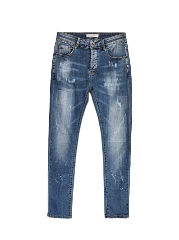 Nina Carter Jeans Regular Fit Used-Look Five-Pocket Hose Denim in Blau