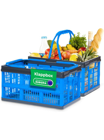 Novaliv Novaliv Klappbox Blau 2er Set - 16L Faltkorb mit Henkeln - Vielseitige in blau