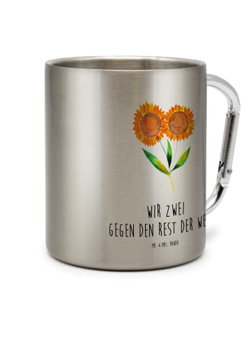 Mr. & Mrs. Panda Kaffeetasse Blume Sonnenblume mit Spruch in Silber