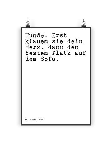 Mr. & Mrs. Panda Wandbild Hunde. Erst klauen sie... mit Spruch in Weiß
