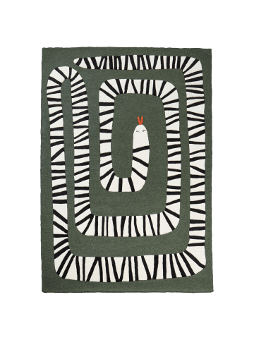 Beliani Kurzflor OKAPI in Grün/Weiß/Schwarz - (W) 160 x (L) 230 cm