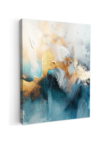 MuchoWow Poster mit Leiste Abstrakte Kunst gold blau  (BxH)