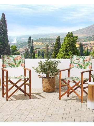 Beliani 2er-Set Esszimmerstuhl CINE in Grün/Braun