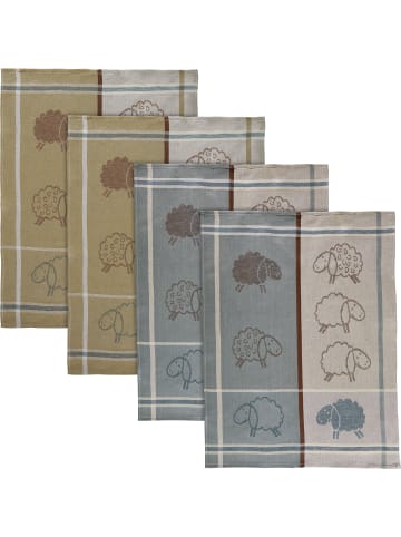 Kracht Jacquard, Halbleinen, Leinen / Halbleinen Geschirrtuch 4er-Pack Schafe in Schafe