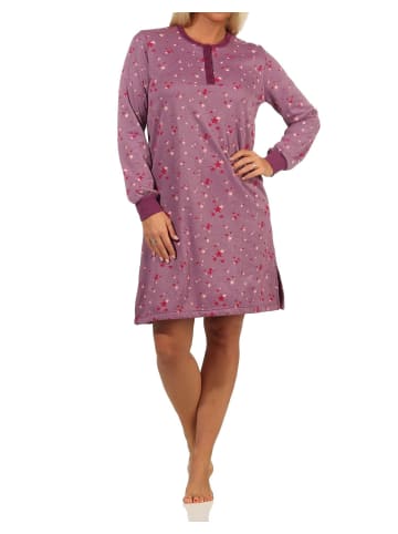 NORMANN Frottee Nachthemd Bündchen Sterne - 69839 in beere