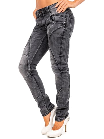 Cipo & Baxx Damen Straight Fit Jeans Stonewashed in Black