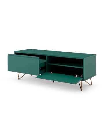 SalesFever Lowboard mit Schublade und Klappfach Metallbeine und MDF matt lackiert in Grün