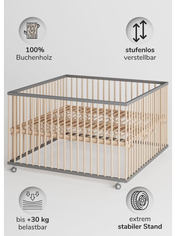Sämann Sämann Laufgitter mit Lattenrost - grau/natur - Premium Kollektion