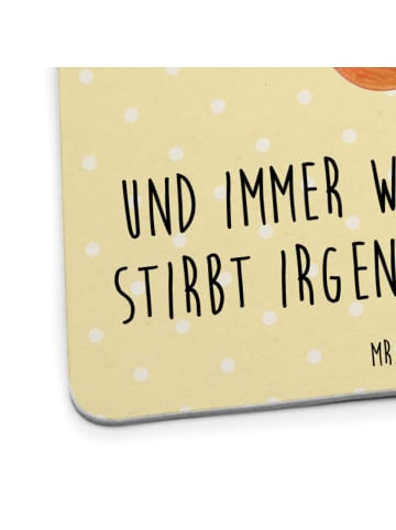 Mr. & Mrs. Panda Bierdeckel Eichhörnchen Blume mit Spruch in Gelb Pastell