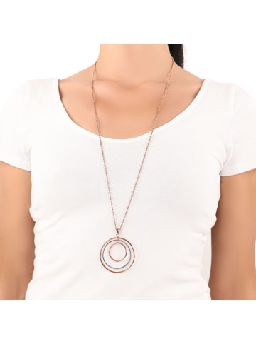 Amor Kette mit Anhänger Edelstahl, IP Silber+Rose in Bicolor