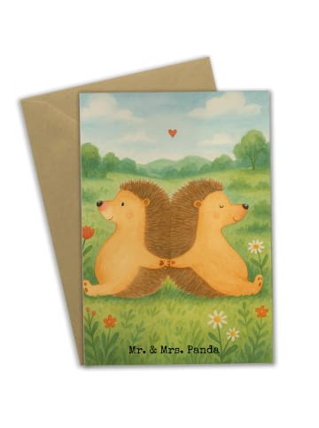 Mr. & Mrs. Panda Grußkarte Igel händchenhaltend Design ohne Spruch in Weiß