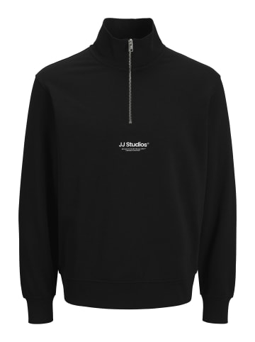 Jack & Jones Sweatshirt mit halbem Reißverschluss in Black