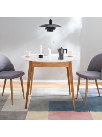 home24 Ausziehbarer Esstisch LINDHOLM rund in Weiß