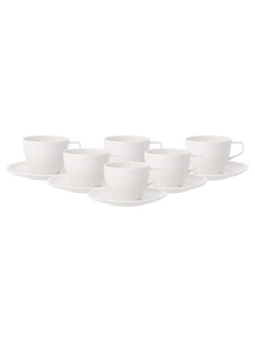 Villeroy & Boch 6er Set Kaffeetassen mit Untertassen Artesano Original in Weiß 250 ml in weiß