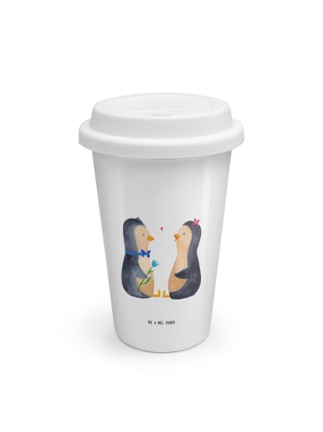 Mr. & Mrs. Panda Thermokaffeebecher Pinguin Pärchen ohne Spruch in Weiß
