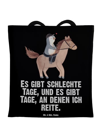 Mr. & Mrs. Panda Tragetasche Pferd Reiten mit Spruch in Schwarz