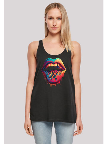 F4NT4STIC Damen Tanktop Drooling Lips in schwarz