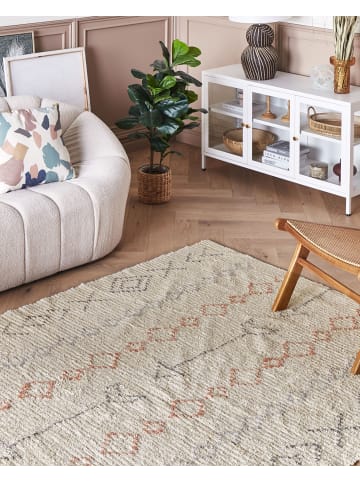 Beliani Kurzflor DISPUR in Beige/Schwarz/Orange - (W) 160 x (H) 230 x (L) 230 cm