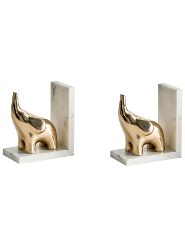 Beliani 2-tlg Buchstütze KOTEZI in Gold/Weiß