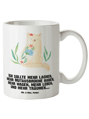 Mr. & Mrs. Panda XL Tasse Katze Blumen mit Spruch in Weiß
