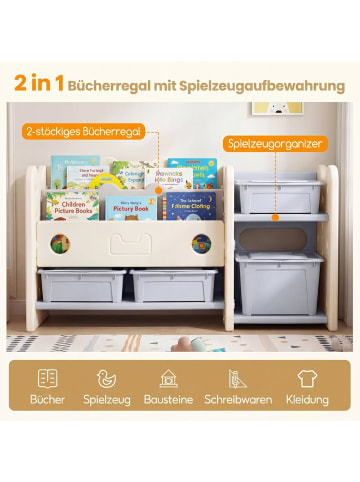 COSTWAY 2 in 1 Spielzeugregal Kinder in Weiß