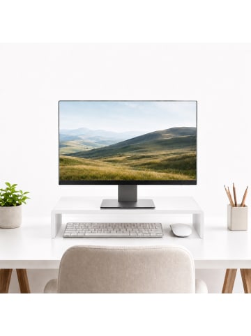 relaxdays Monitorständer in Weiß - (B)35 x (H)10 x (T)20 cm