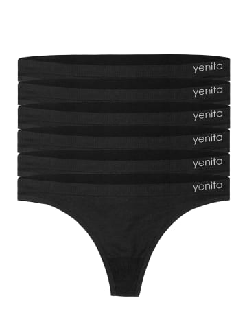 Yenita® 6er Pack Seamless Basic String in schwarz