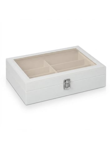 relaxdays Brillenbox in Weiß - (B)33,5 x (H)8,5 x (T)24,5 cm