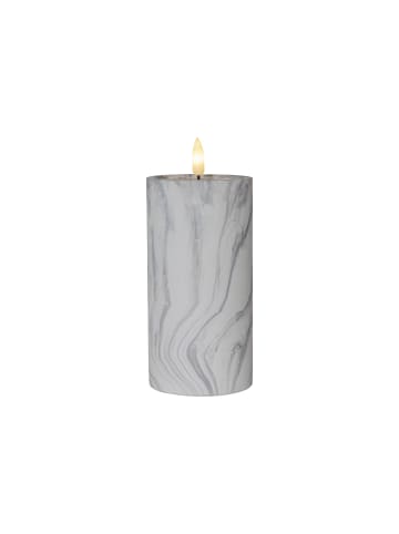 STAR Trading Beton-Kerze ,Flamme Marble' in Marmor-Optik, Batterie + Timer, warmwei