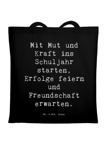 Mr. & Mrs. Panda Tasche Spruch Mutiger Schulanfang mit Spruch in Schwarz