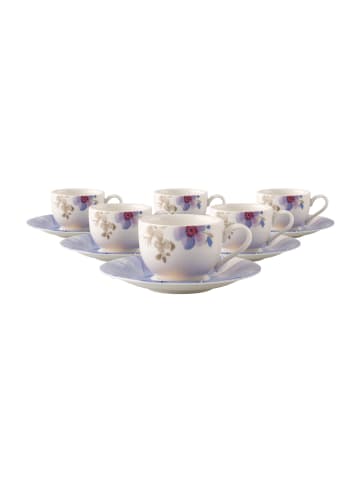Villeroy & Boch 6er Set Espressotassen mit Untertassen Mariefleur Gris Basic 50 ml in bunt