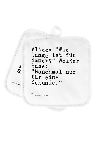Mr. & Mrs. Panda 2er Set Topflappen AliZeichen: "Wie lange ist... mit... in Weiß