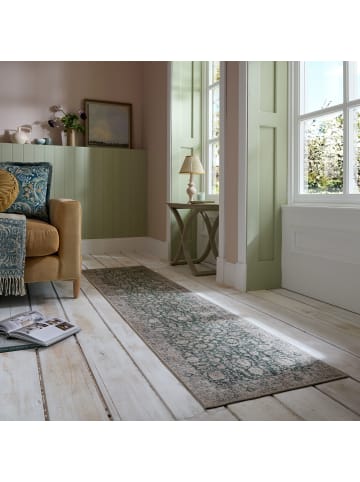 KADIMA DESIGN Waschbarer Teppich Vintage Floral Muster, Orientalisch, Esszimmer in Grün