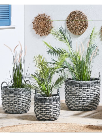 Beliani 3er-Set Outdoor Blumentopf GEFIRA in Grau/Weiß