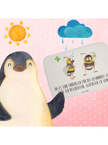 Mr. & Mrs. Panda Badteppich Hummeln Kleeblatt mit Spruch in Weiß