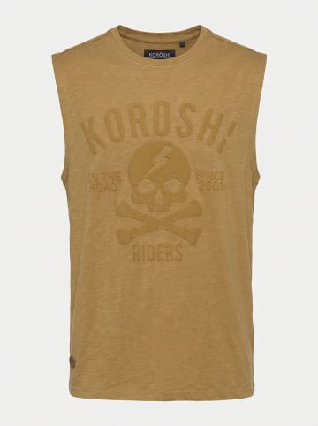 KOROSHI Herren t-shirt boxen baumwolle druck in gold